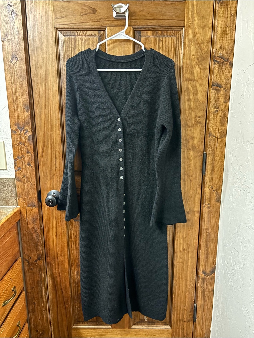Black Long Knit Women's Cardigan | Size Large